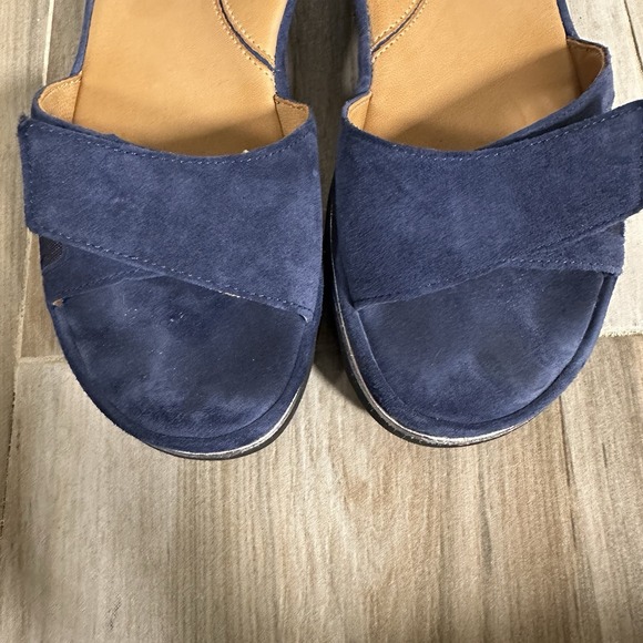 L'Amour Des Pieds Arna Navy Suede Mesh Platform Sandals Womens 8M Coastal Beach - Picture 11 of 13